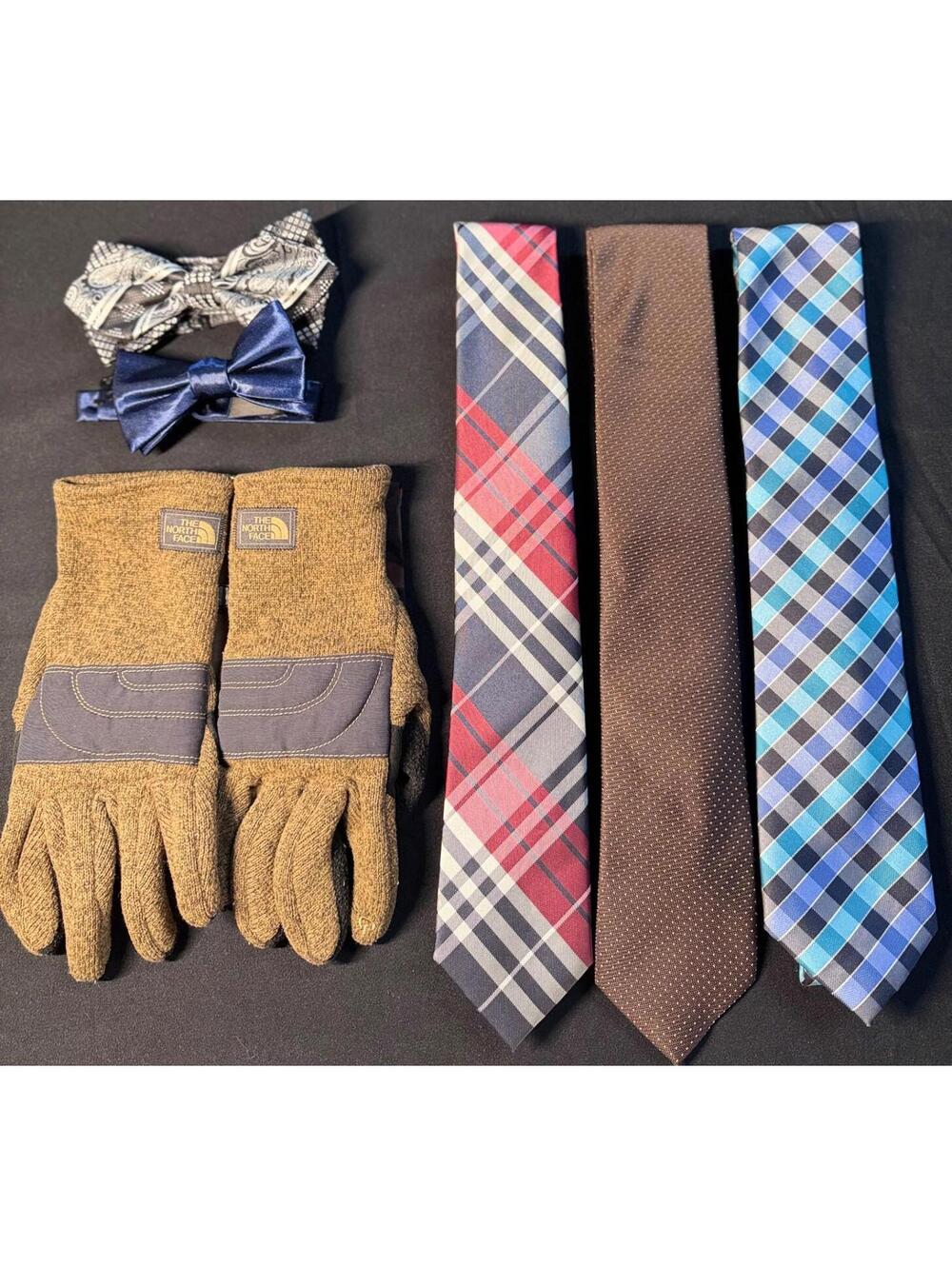 “North Face Gloves + Designer Tie Lot – Mixed Styles Bundle”
